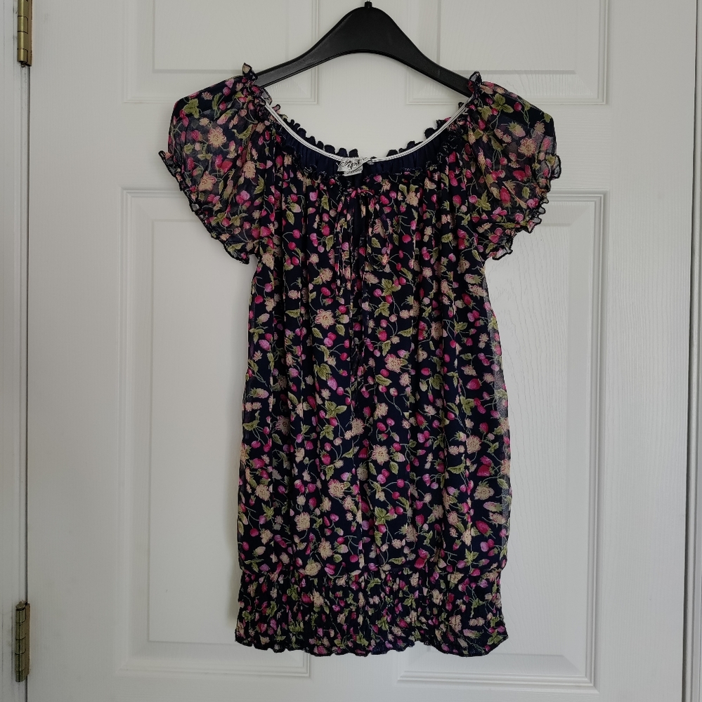 JMB SIGNATURE Petites size L cap sleeve peasant top